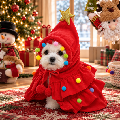 Christmas Tree Pet Costume with Star Hood